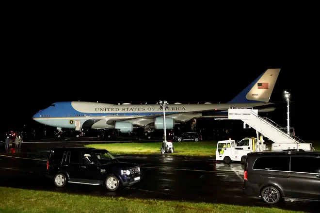 US President Joe Biden arrives on Air Force One