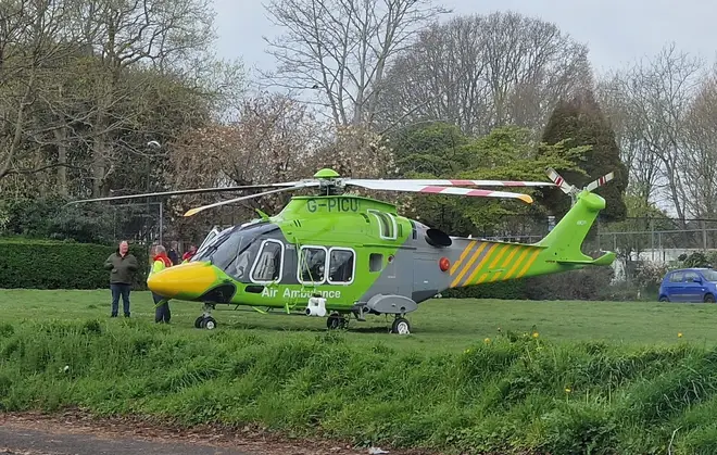 The air ambulance at the scene