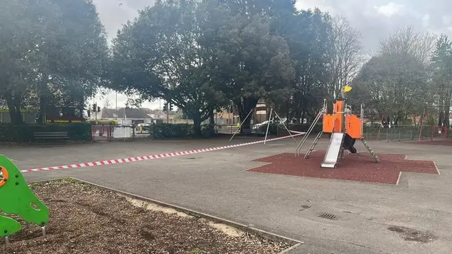 The playground was cordoned off by police