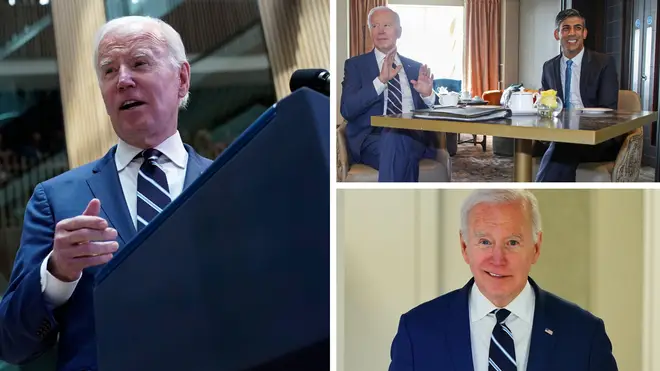 Joe Biden played up to his UK roots on the visit to Belfast