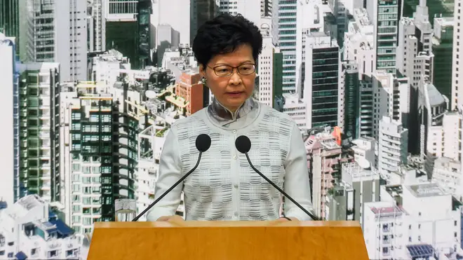Hong Kong Chief Executive Carrie Lam says the government will suspend debate on its proposed extradition law