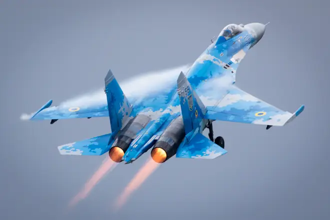 An Su-27 fired a missile but it malfunctioned
