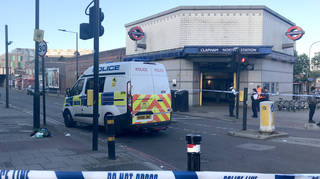 Police outside Clapham North tube station