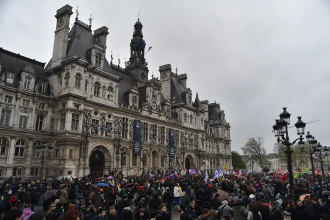 Demonstrators took to the streets around the country to protest the pension reform