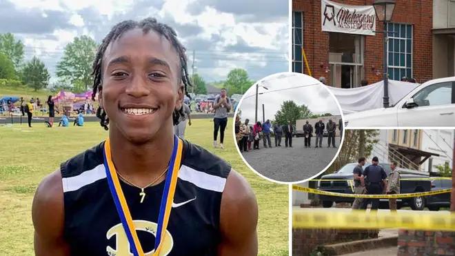 High school football star Phil Dowdell (left) was among four people in a mass shooting at his sister's birthday in Alabama.