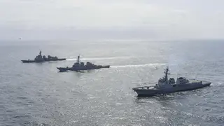 South Korean, US and Japanese ships in international waters near the Korean Peninsula