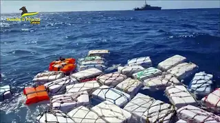 Boxes of cocaine floating in the sea off Sicily