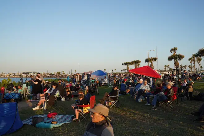 Hundreds gather to see the launch of Starship by SpaceX