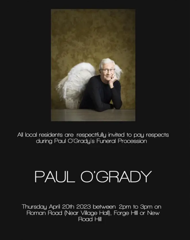 Paul O'Grady's funeral is due to take place on Thursday April 20 in the village of Aldington.