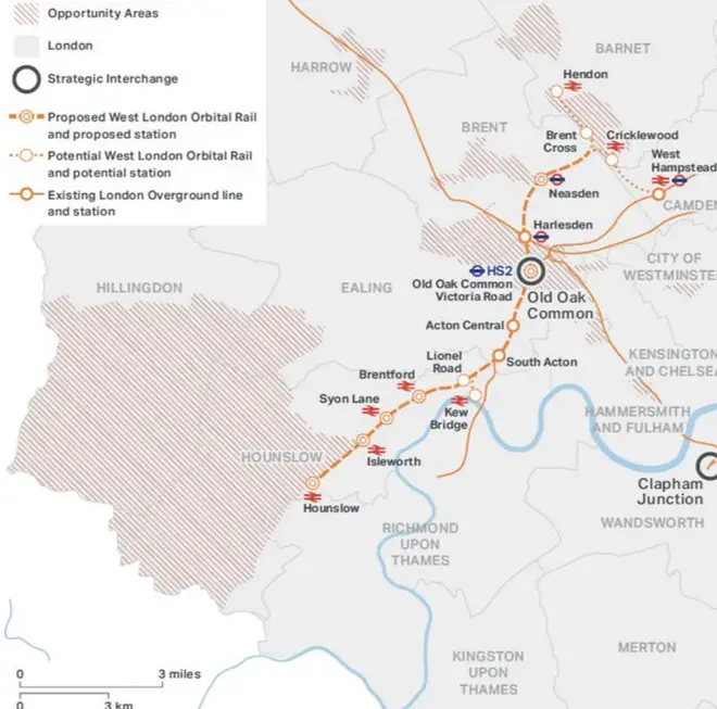 The proposed route and stations as laid out in the Mayor's Transport Strategy