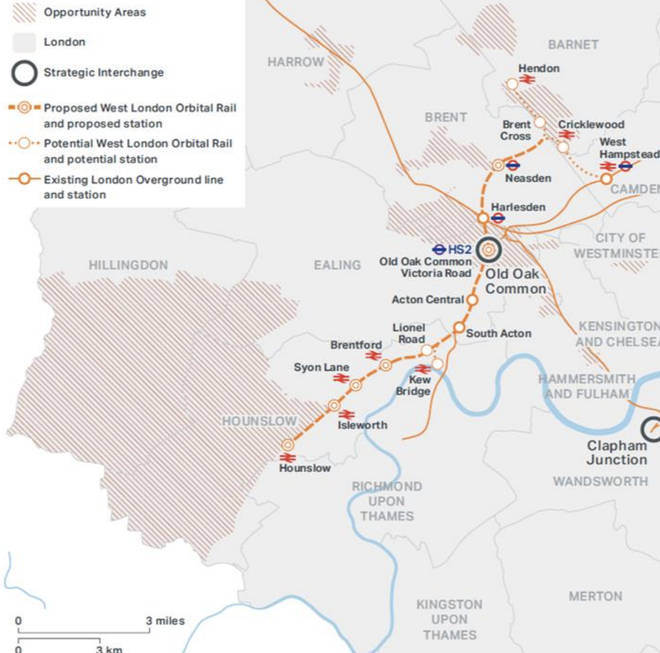 The proposed route and stations as laid out in the Mayor's Transport Strategy