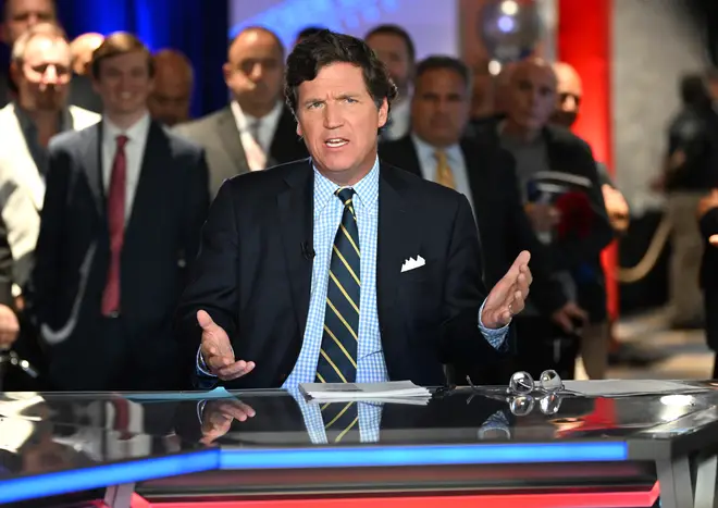 The lawsuit being settled will mean that Fox hosts such as Tucker Carlson (pictured) will be spared having to testify in court