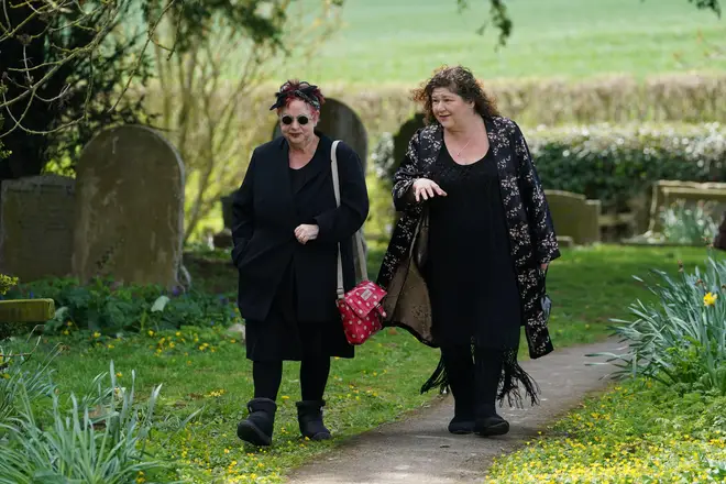 Jo Brand and Cheryl Fergison are also  amongst some of the celebrities to arrive for the funeral cortege.