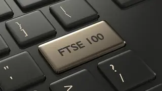 Computer keyboard with FTSE 100 index button