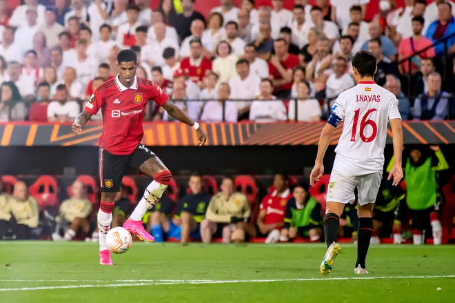 Manchester United's Marcus Rashford in action on Thursday night