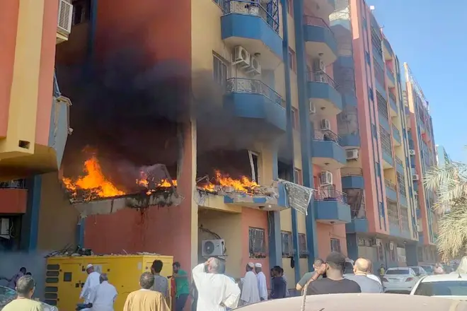 Fire breaks out during clashes in Sudan's Khartoum