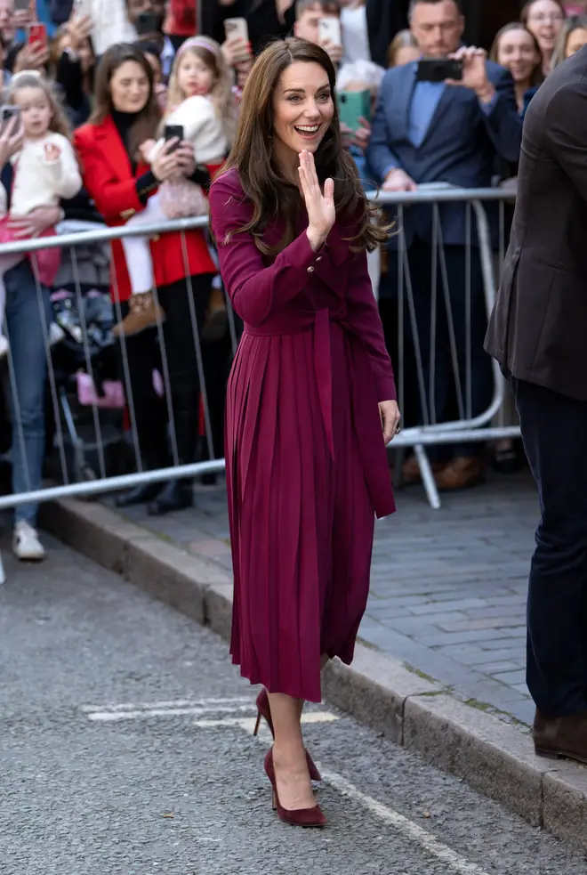 Kate stunned crowds with her burgundy dress