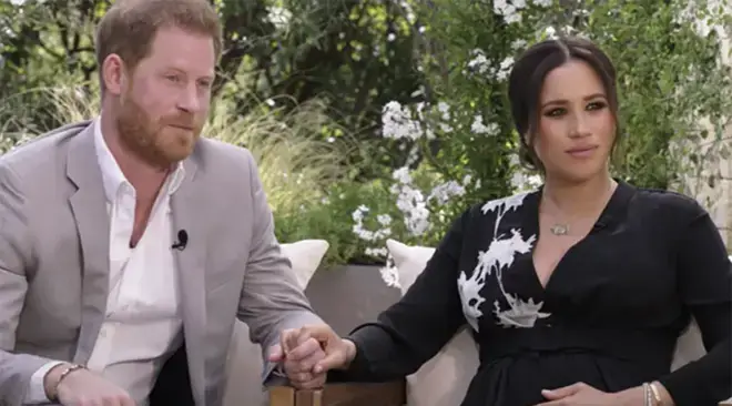 Meghan Markle and Prince Harry in their 2021 Oprah interview
