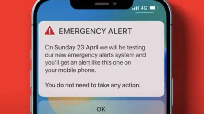 The alert will go off on Sunday at 3pm