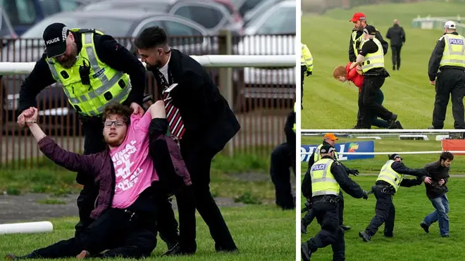 A number of people have been arrested after animal rights protesters entered the track at Ayr Racecource in a bid to disrupt the Scottish Grand National.