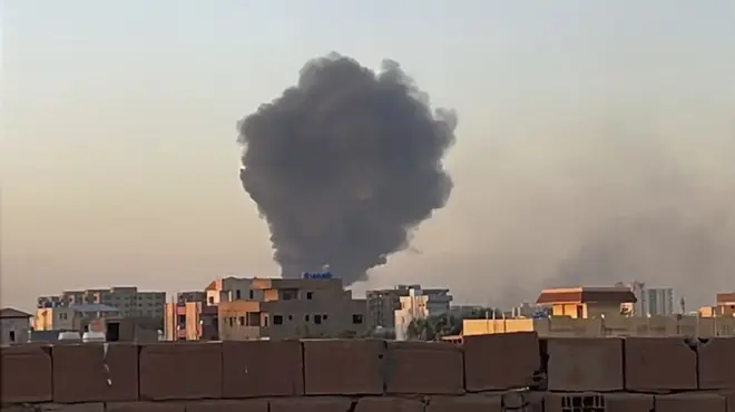Smoke fills the sky in Khartoum, Sudan, amid the fighting
