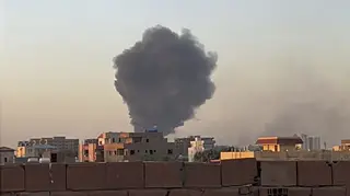 Smoke fills the sky in Khartoum, Sudan, amid the fighting
