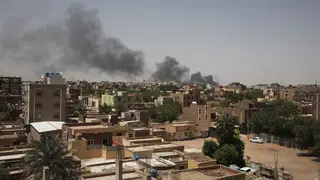 Smoke rising above Khartoum