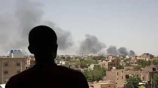 Smoke rising in Khartoum, Sudan