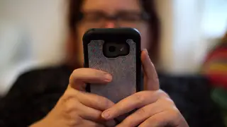 A person using a smartphone