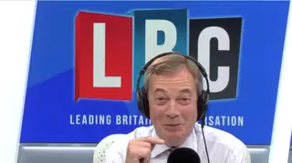 Nigel Farage grinned when the caller said Rory Stewart was "vindictive"