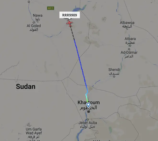 The RAF flight is at an airfield north of Khartoum