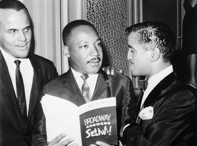 Harry Belafonte with Martin Luther King and Sammy Davis Jr in 1965