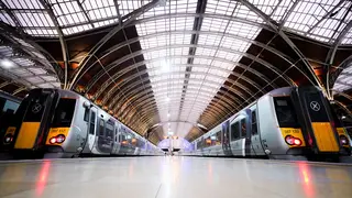 Empty platforms in Paddington station in London