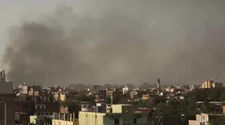 Smoke rises in Khartoum, Sudan