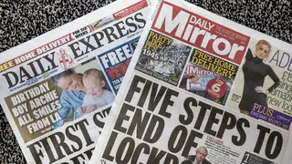 A copy of the Daily Express and Daily Mirror
