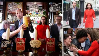 Kate and William visit the Dog and Duck pub in Soho