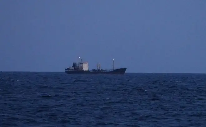 The Russian support tanker Kama sailing to join the flotilla