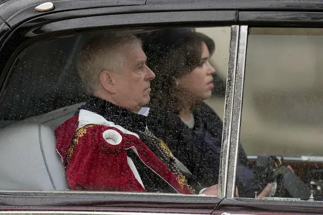 The Duke of York wore his Garter robes following a nod from senior royals, despite playing no part in the ceremony or procession behind the Gold State Coach carrying the King and Queen on their return to Buckingham Palace.