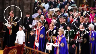 Prince William and Prince Harry were pictured standing rows apart at the King's Coronation amid on-going "tensions" between the two brothers.
