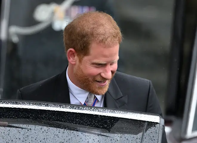 Prince Harry departs Westminster Abbey after the Coronation