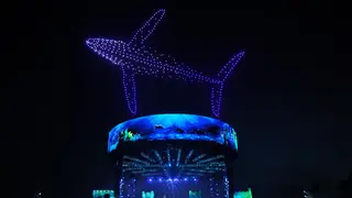A drone display at the Coronation Concert