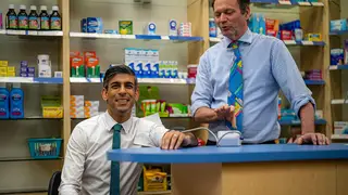 Prime Minister Rishi Sunak has his blood pressure checked by pharmacist Peter Baillie as the new plan is announced