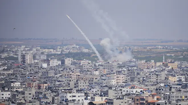 Rockets are launched from the Gaza Strip towards Israel