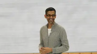 Alphabet CEO Sundar Pichai speaks at a Google I/O event in Mountain View, Calif., Wednesday, May 10, 2023