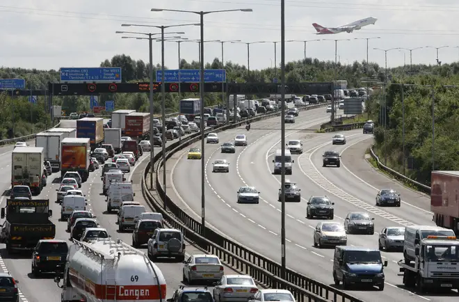 Essex Police confirmed the child had been taken to hospital, with a section of the M25 closed for 25 minutes.