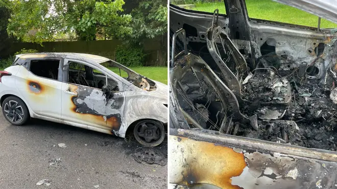 Vehicles - including a Nissan Micra, BMW X5 and an Audi A1 - were engulfed in flames, as the fire brigade battled to bring the fires under control.