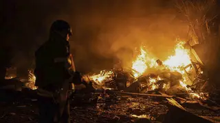 Rocket attack fire in Kyiv