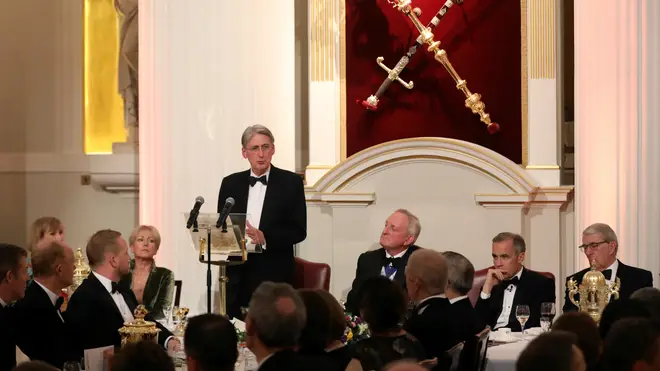 Chancellor Philip Hammond delivers a speech at Mansion House