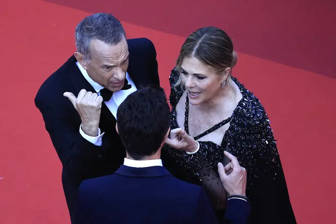 Tom Hanks and his wife were seen having a heated exchange on the red carpet
