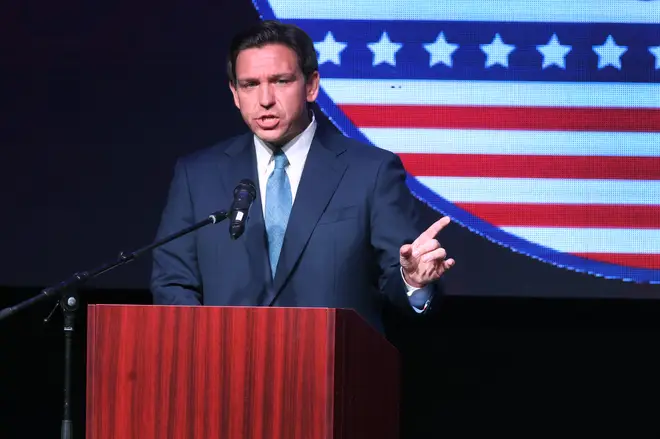 DeSantis speaks to guests at the Republican Party of Marathon County Lincoln Day Dinner annual fundraiser on May 06, 2023